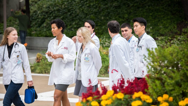 Medical students at the USC Health Sciences Campus.