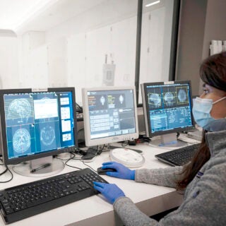 A researcher in USC's Laboratory of Neuro Imaging working on the creation of three dimensional digital neuroanatomic and functional neuroanatomic atlases.