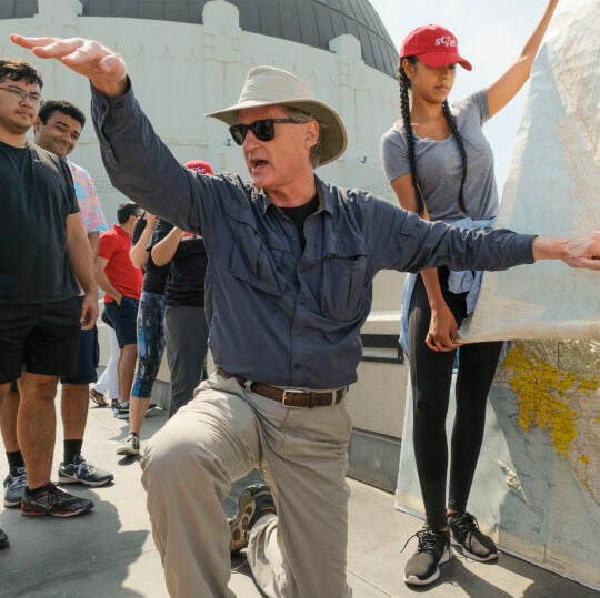 USC professor James Dolan conducts a field trip to Griffith Observatory