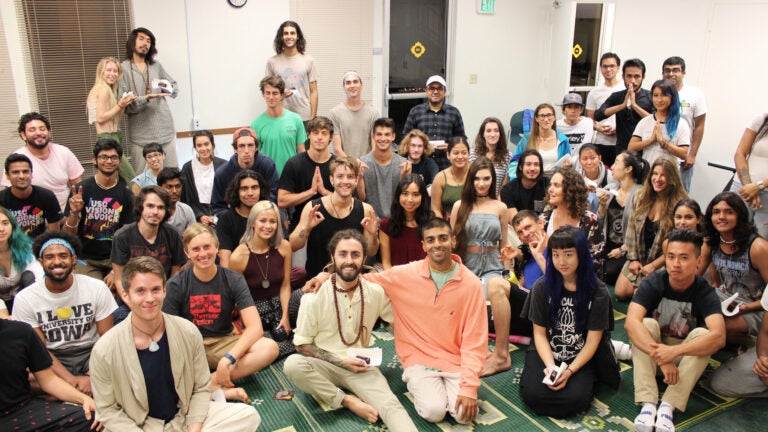 group of students participating in the meditation club at USC.
