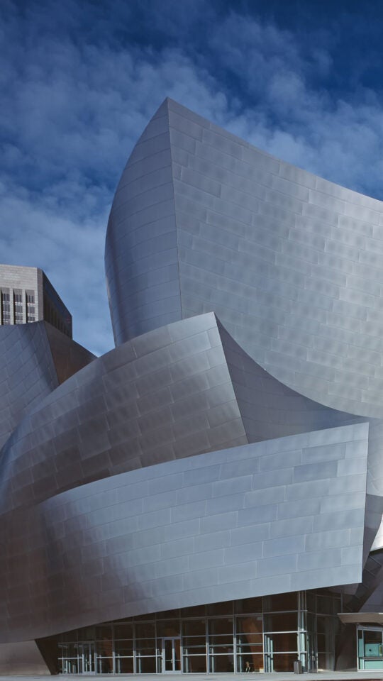 A detail of Walt Disney Concert Hall in Downtown Los Angeles.