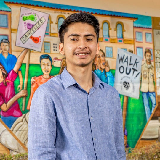 NAI Graduate IIvan Garcia and USC freshman, August 30, 2020. (USC Photo/Gus Ruelas)