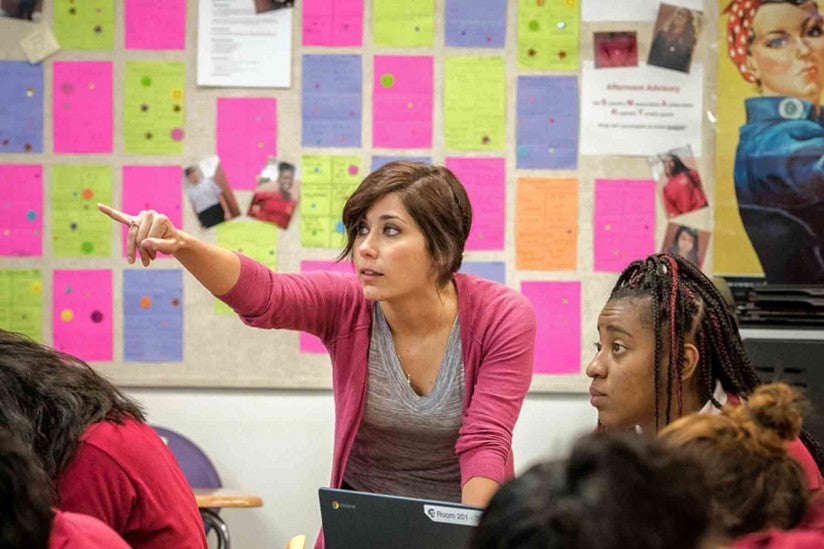 Teacher and students in a classroom