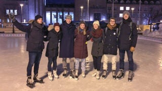 USC music students pose for a group photo abroad