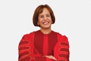 On July 1, 2019, Carol Folt became the first woman to permanently serve as USC president. (USC Photo/Steve Cohn)