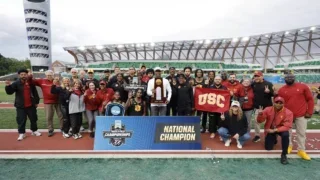 USC's Mens Track and Field team on the field after winning NCAA championship