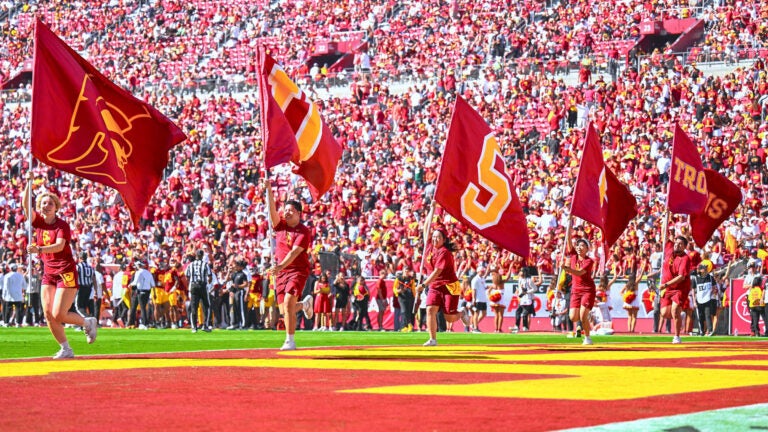 Fans and spirit leaders in the Coliseum